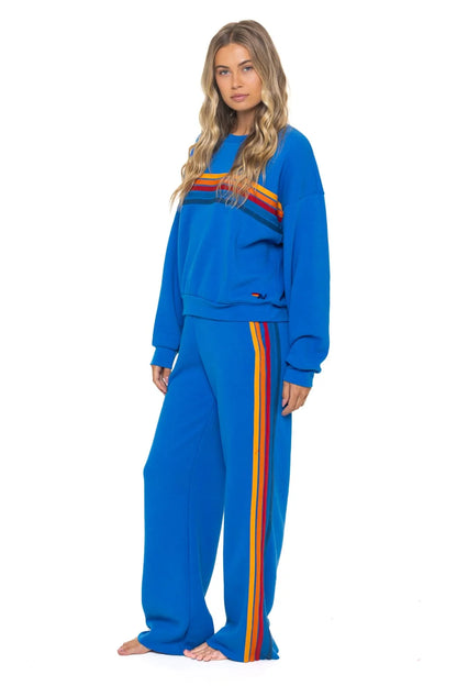 5 Stripe Relaxed Crew Sweatshirt - Ocean