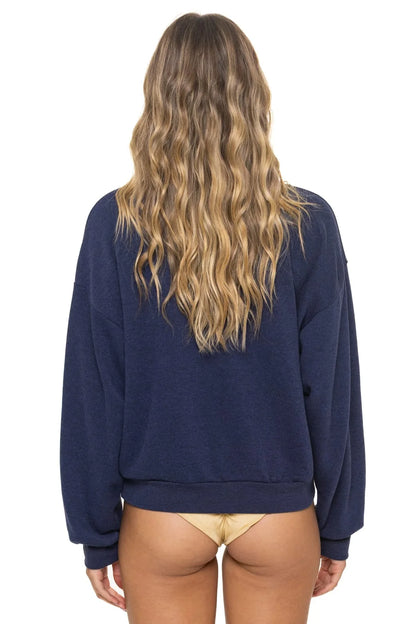 5 Stripe Relaxed Crew Sweatshirt - Navy