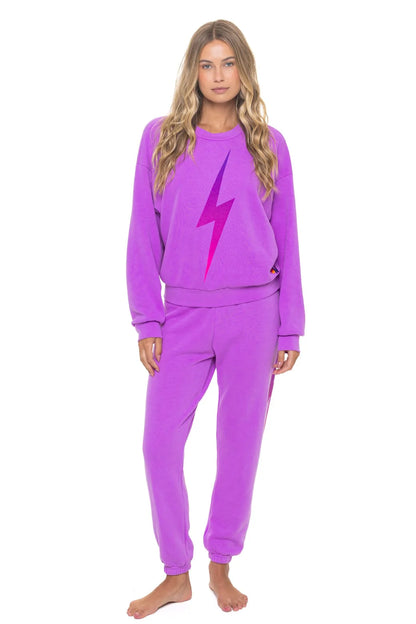 Bolt Fade Relaxed Crew Sweatshirt - Neon Purple/Pink/Purple
