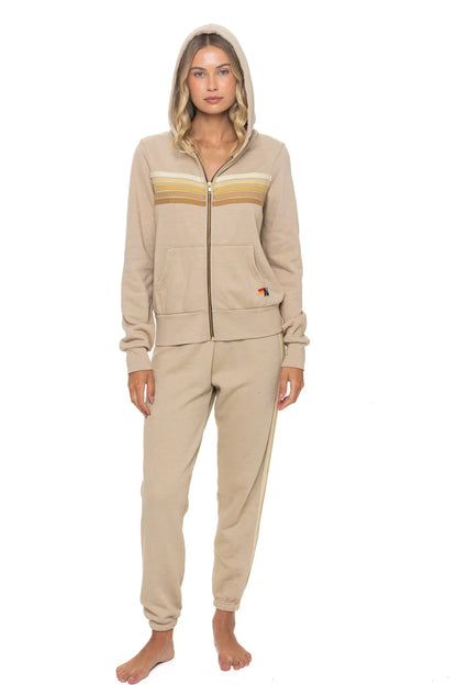 5 Stripe Hoodie - Sand/Tan
