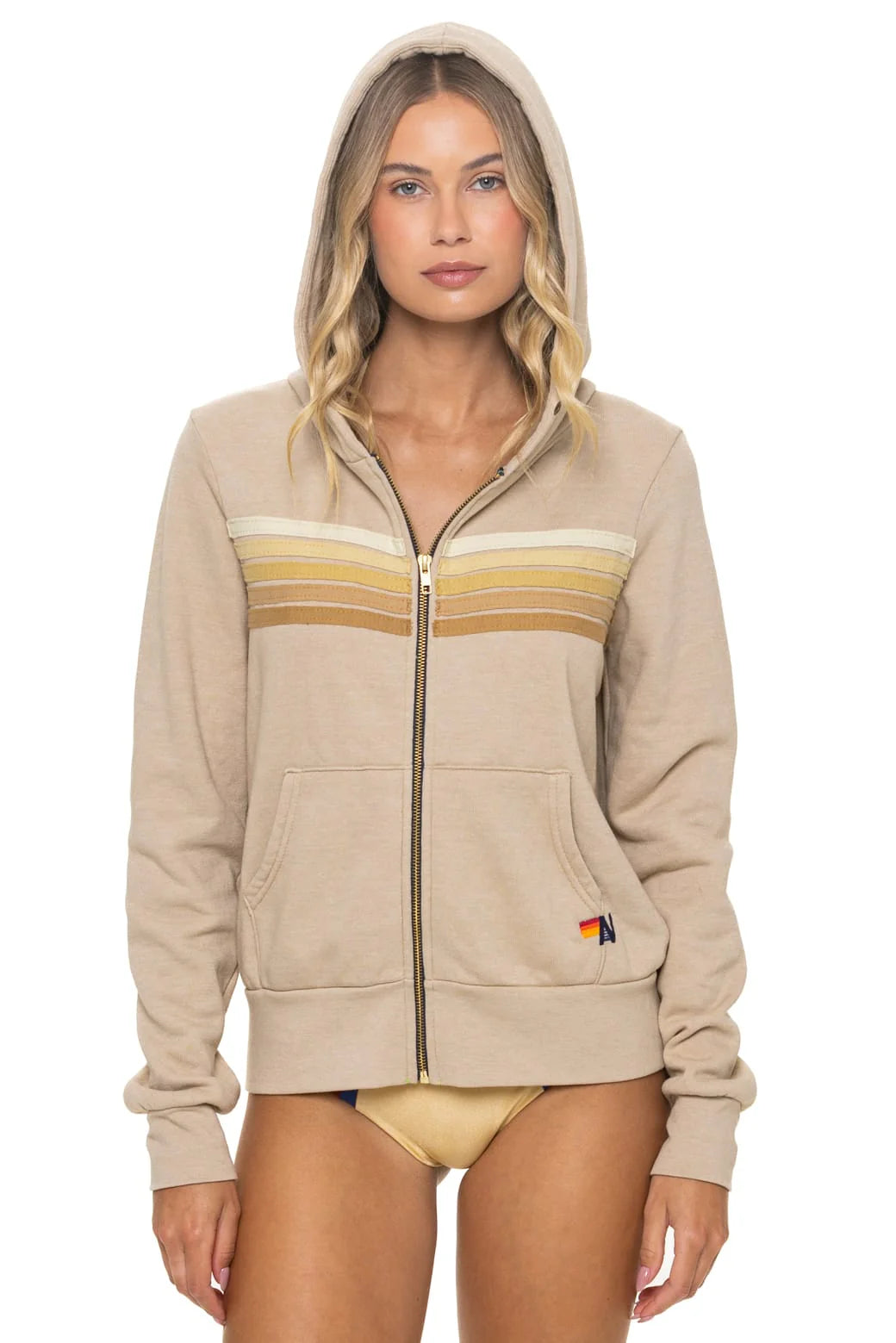 5 Stripe Hoodie - Sand/Tan