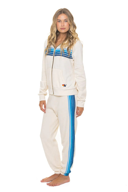 5 Stripe Hoodie - Vintage White/Blue