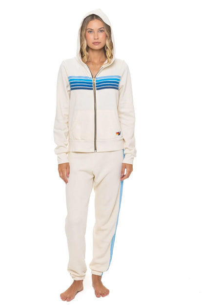 5 Stripe Hoodie - Vintage White/Blue