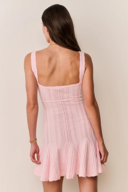 Tabatha Stretch Pointelle Mini Dress - Peach Sorbet