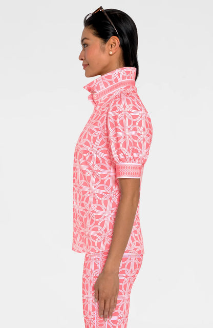 Puff Sleeve Top in Melon Ring Toss