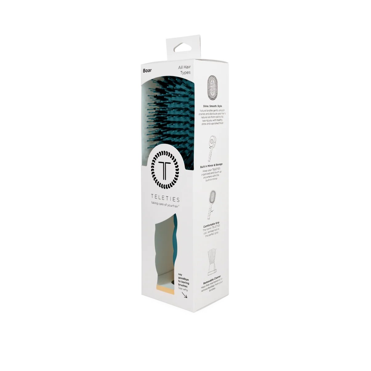 Boar Bristle Hair Brush - Teal With It