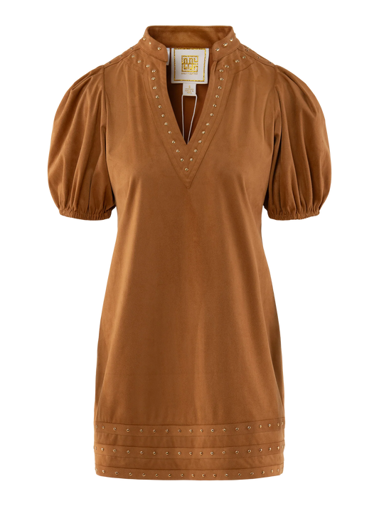 Hampton Mini Dress - Brown Sugar Suede