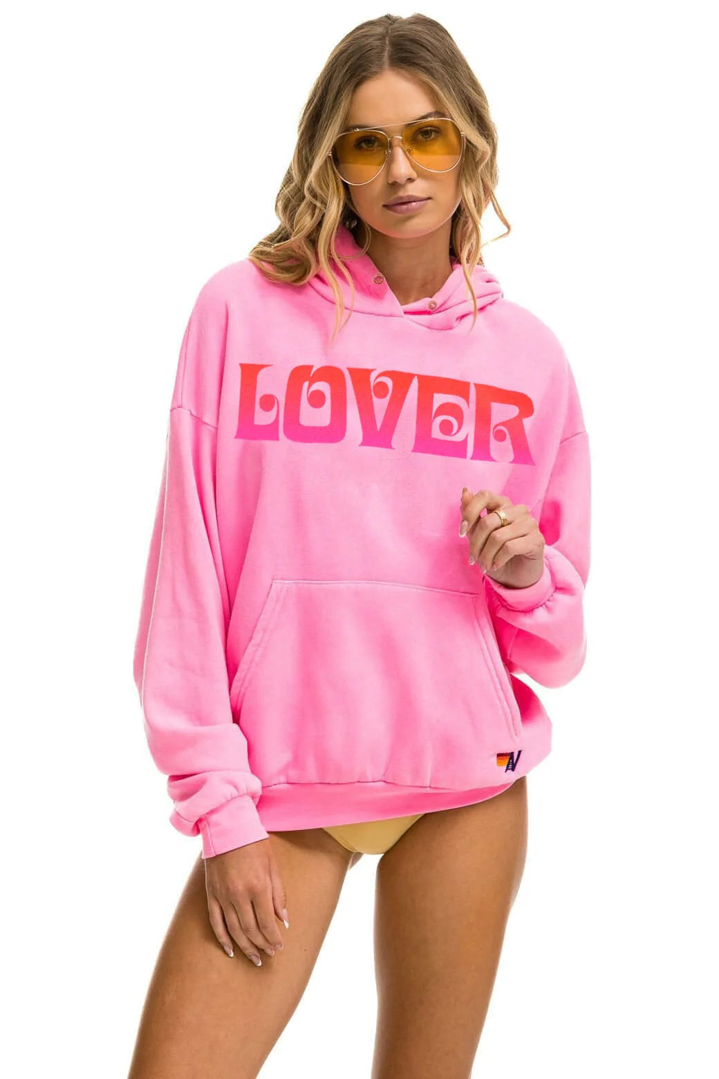 Lover Relaxed Pullover Hoodie - Neon Pink