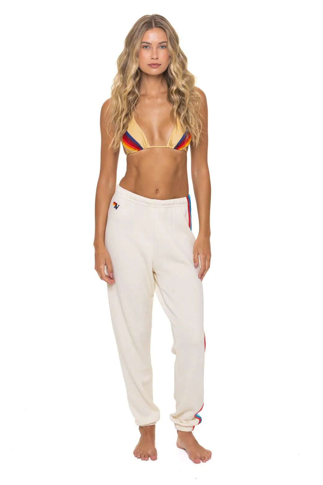 Women's 5 Stripe America Sweatpants - Vintage White USA