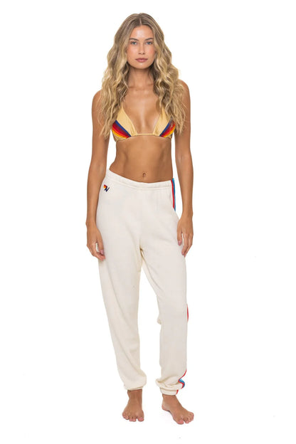 Women's 5 Stripe America Sweatpants - Vintage White USA