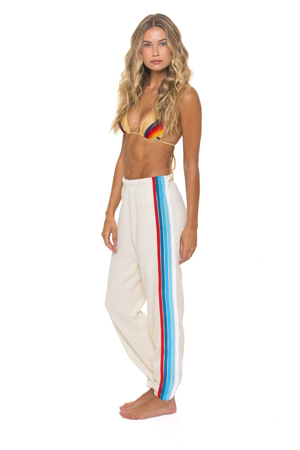 Women's 5 Stripe America Sweatpants - Vintage White USA