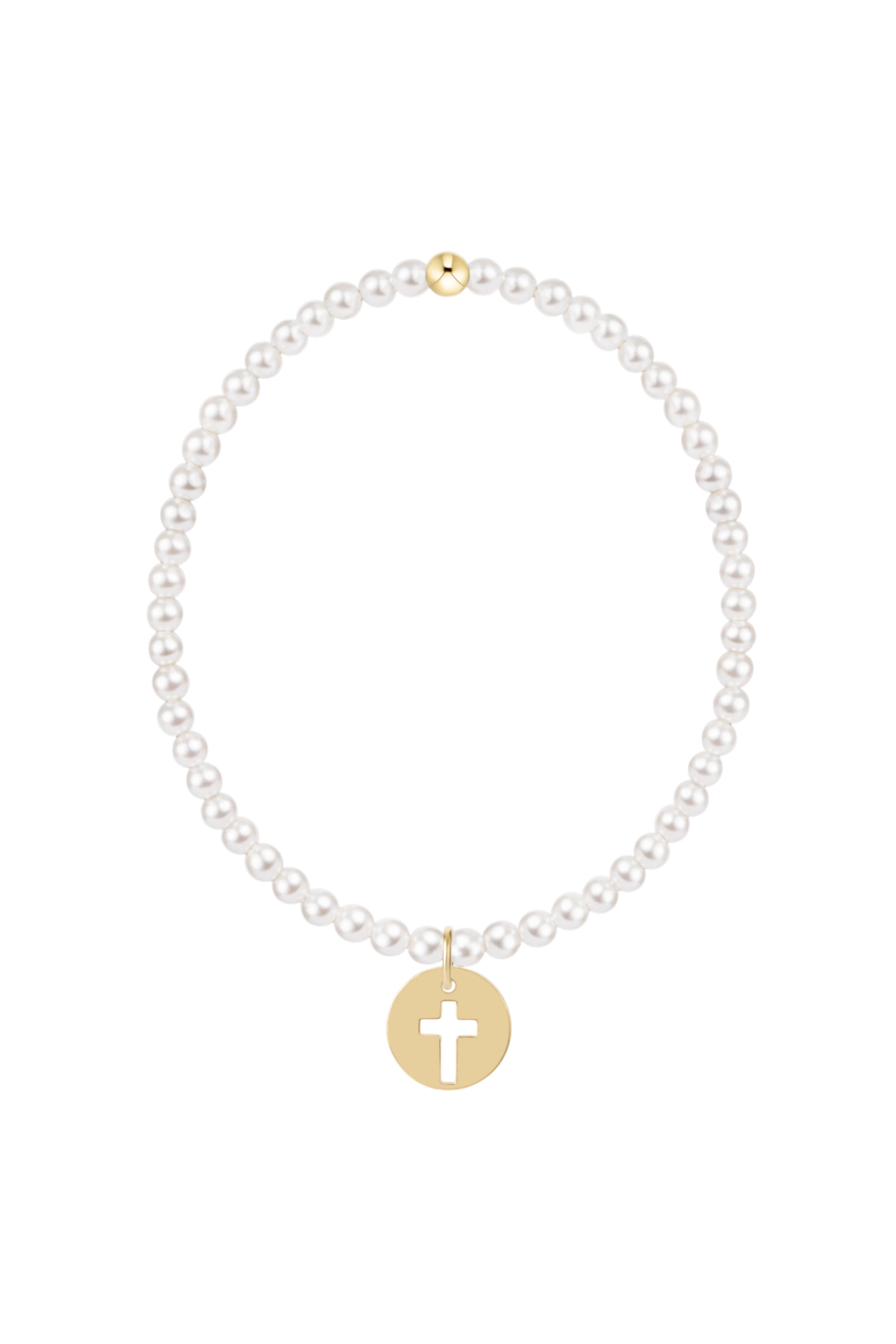 classic pearl 3mm bracelet - blessed gold disc