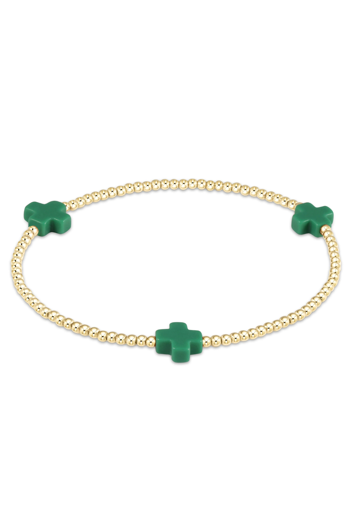 signature cross 2mm gold bracelet - emerald