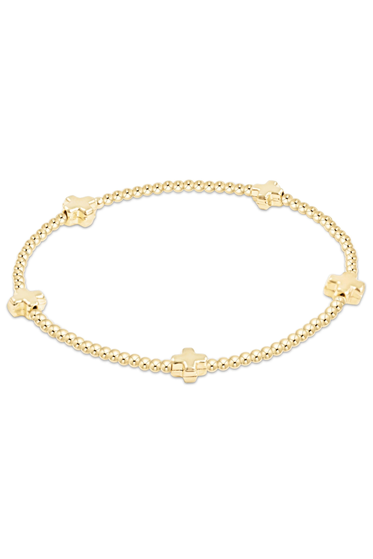 signature cross small 2mm gold bracelet - gold