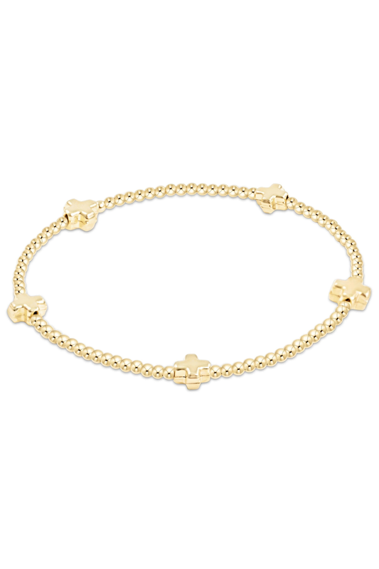 signature cross small 2mm gold bracelet - gold
