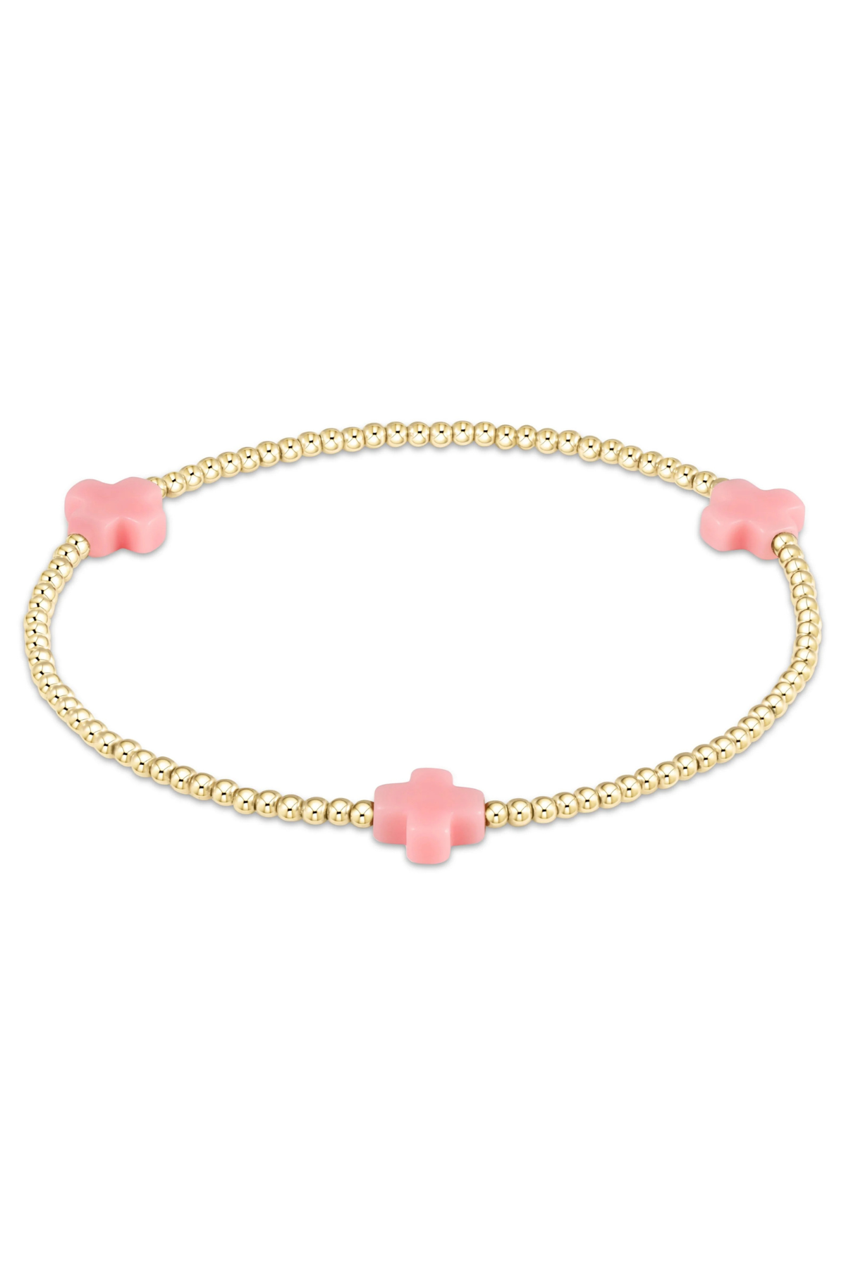 signature cross 2mm gold bracelet - pink