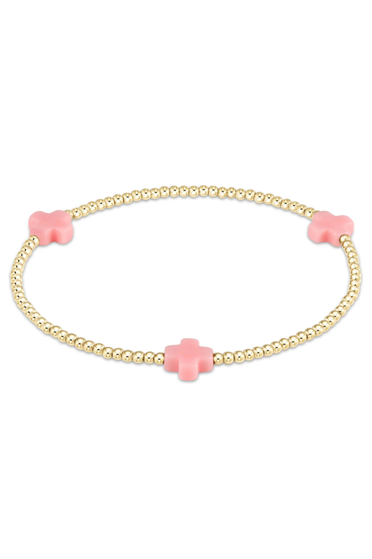 signature cross 2mm gold bracelet - pink