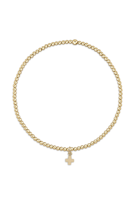 classic gold 2mm bracelet - signature cross small gold charm
