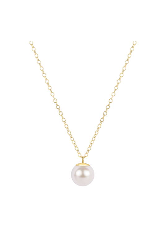 16" necklace gold - classic pearl 10mm charm