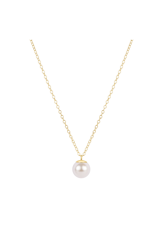 16" necklace gold - classic pearl 8mm charm
