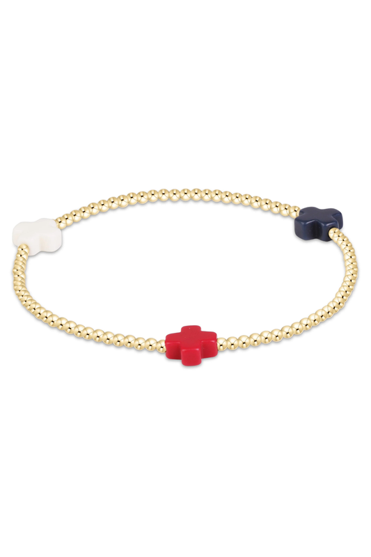 Signature Cross 2mm Gold Bracelet - Firecracker