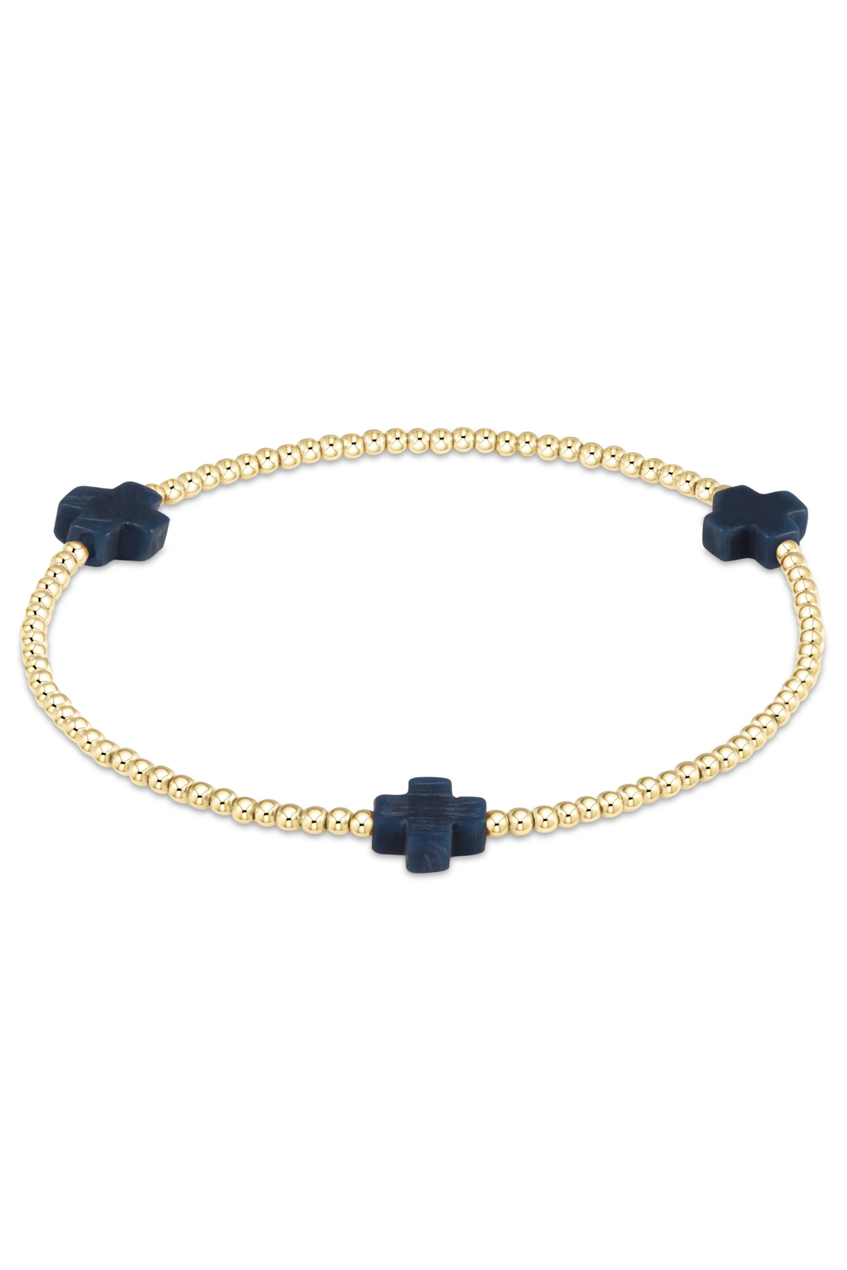signature cross 2mm gold bracelet - navy