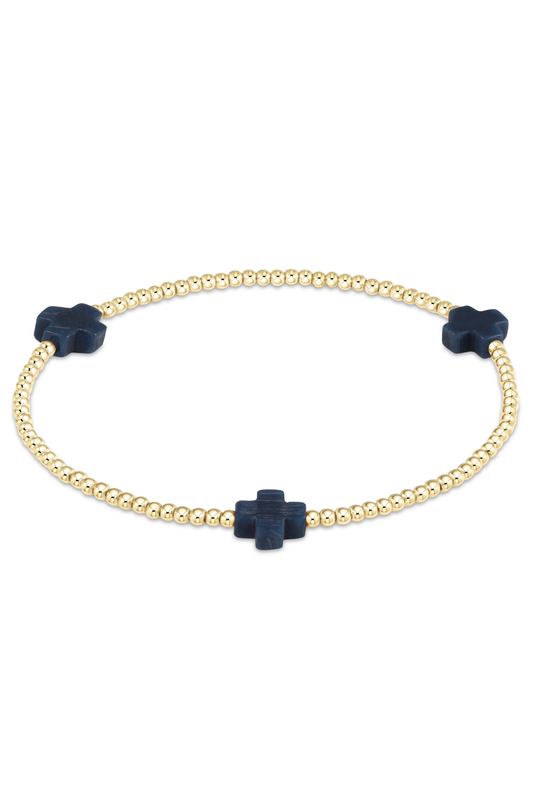 signature cross 2mm gold bracelet - navy