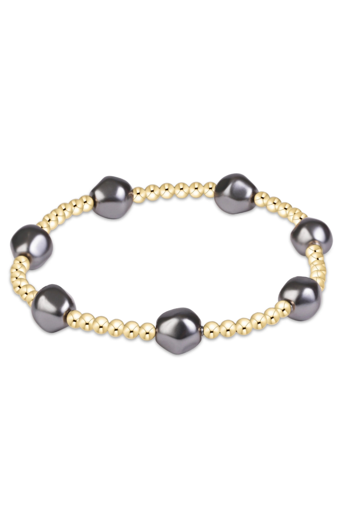 admire pearl dark grey 3mm gold bracelet