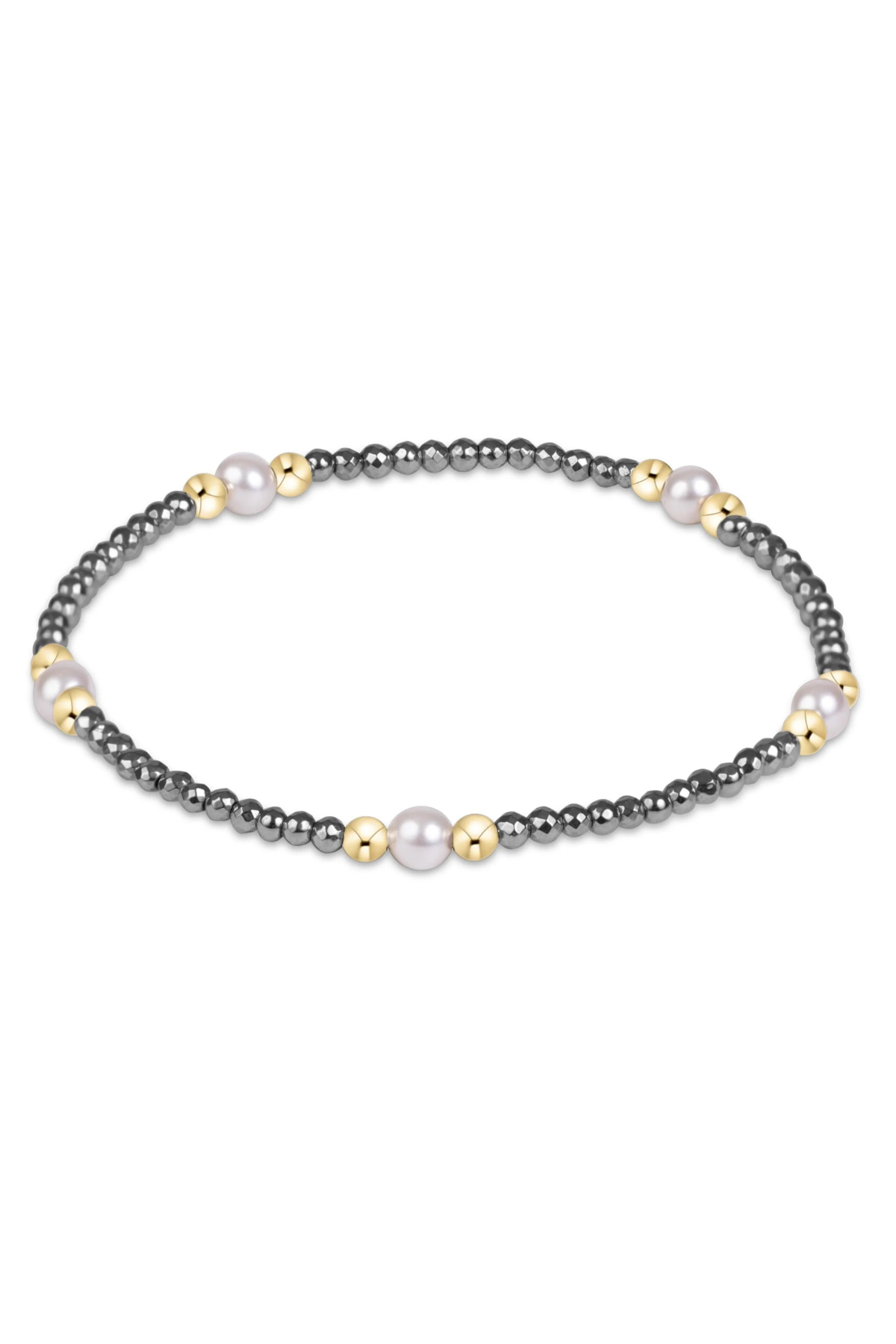 purpose pearl 4mm silver faceted hematite bracelet