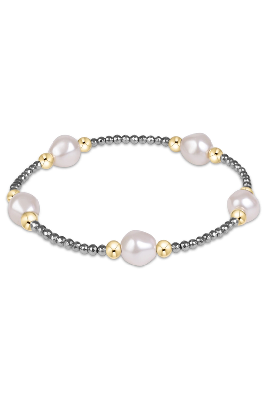 purpose admire pearl 8mm silver faceted hematite bracelet