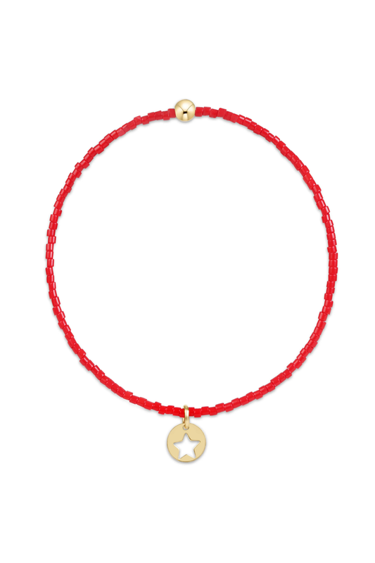 Hope Classic Bracelet - Bright Red - Star Small Gold Disc