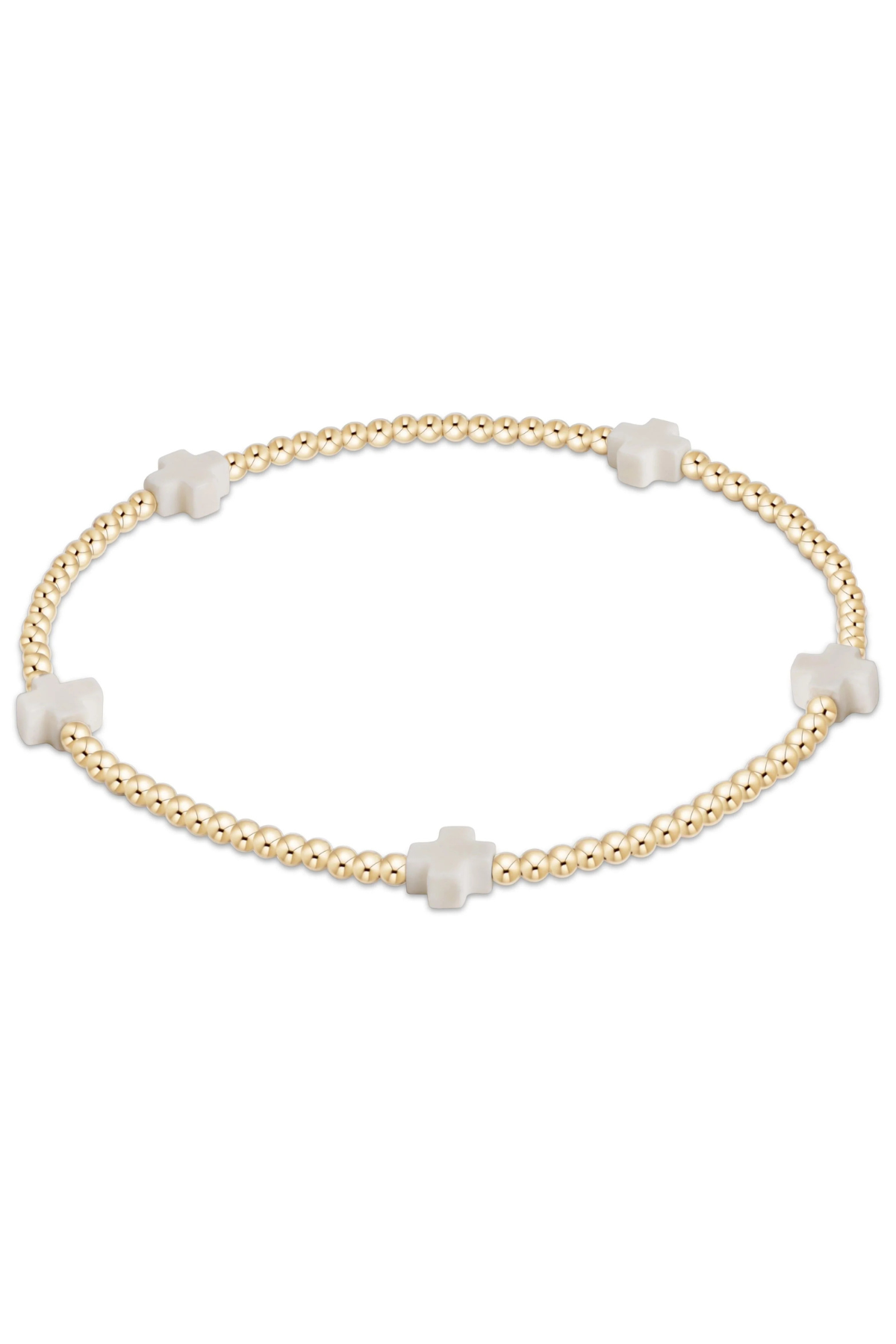 Signature Cross Small 2mm Gold Bracelet - Off-White