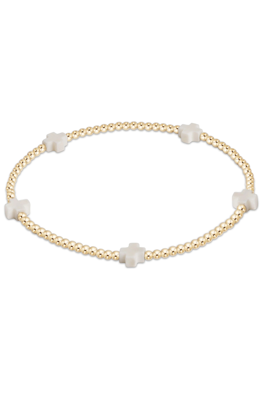 Signature Cross Small 2mm Gold Bracelet - Off-White