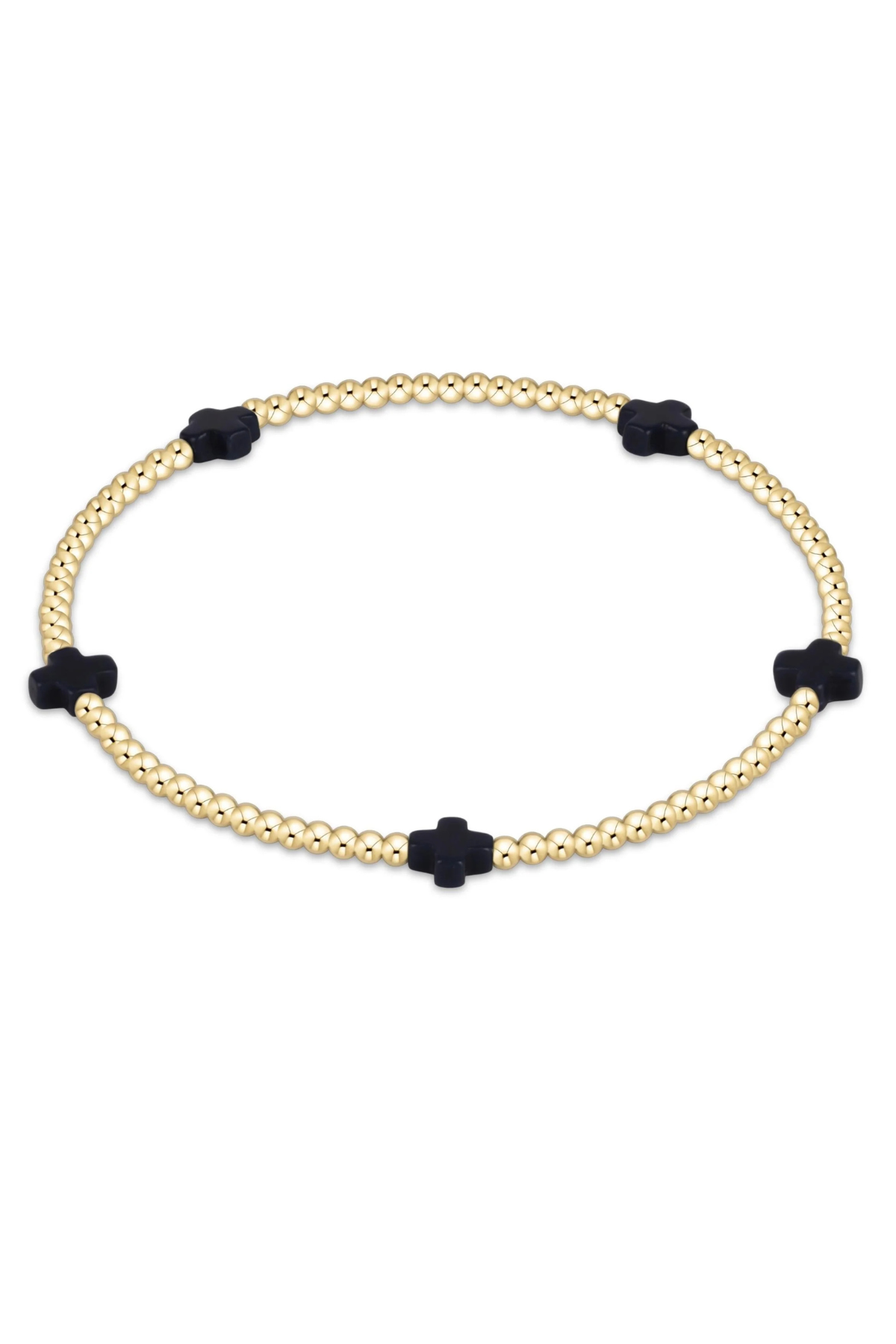 Signature Cross Small 2mm Gold Bracelet - Navy