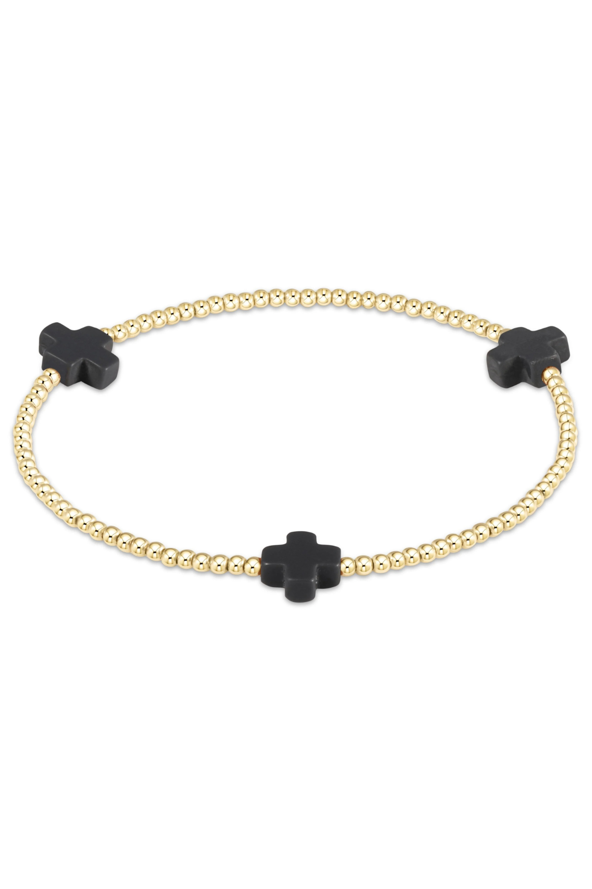 signature cross 2mm gold bracelet - onyx