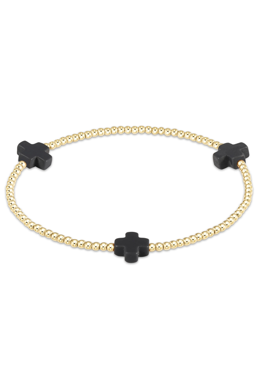 signature cross 2mm gold bracelet - onyx
