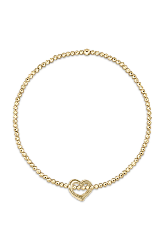 classic gold 2mm bracelet - love small gold charm