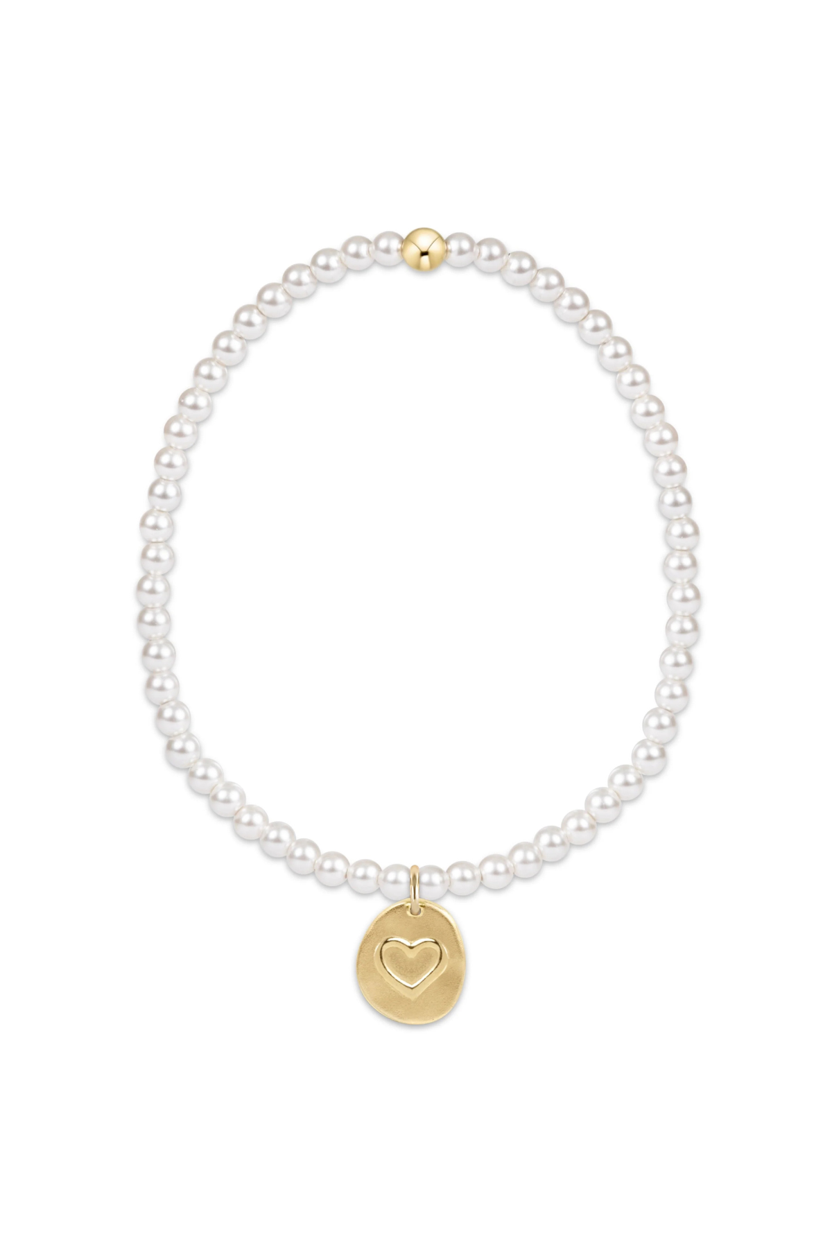 classic pearl 3mm bracelet - inspire love small gold disc
