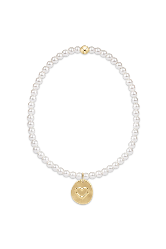 classic pearl 3mm bracelet - inspire love small gold disc