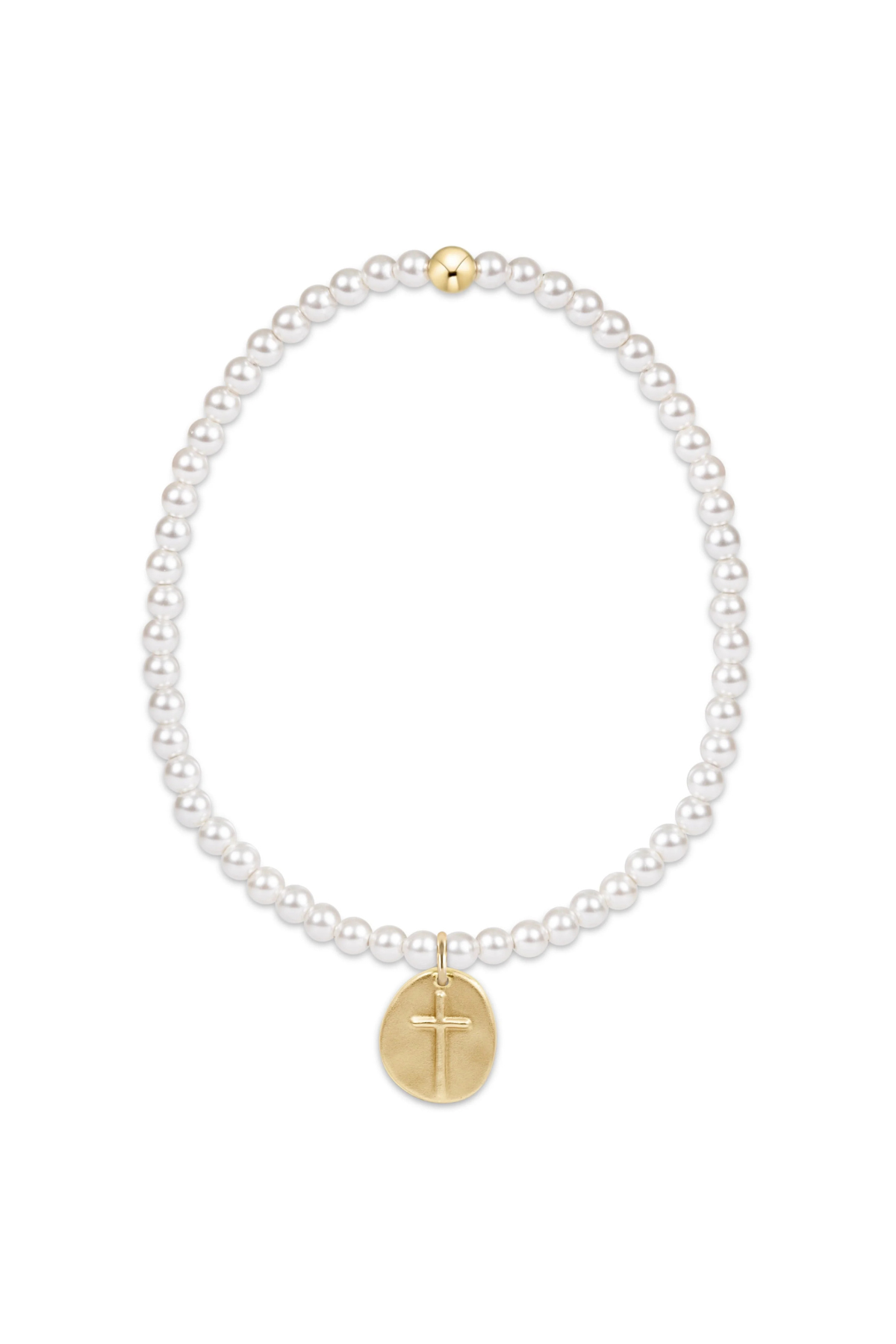 classic pearl 3mm bracelet - inspire small gold disc