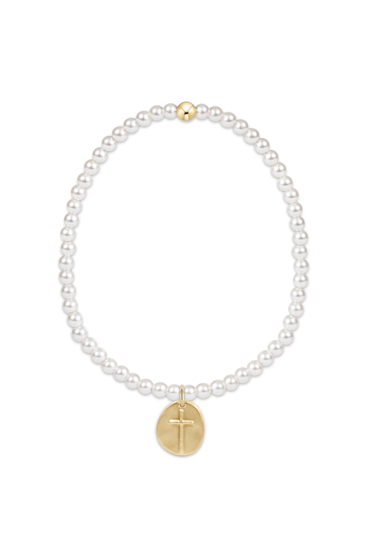 classic pearl 3mm bracelet - inspire small gold disc