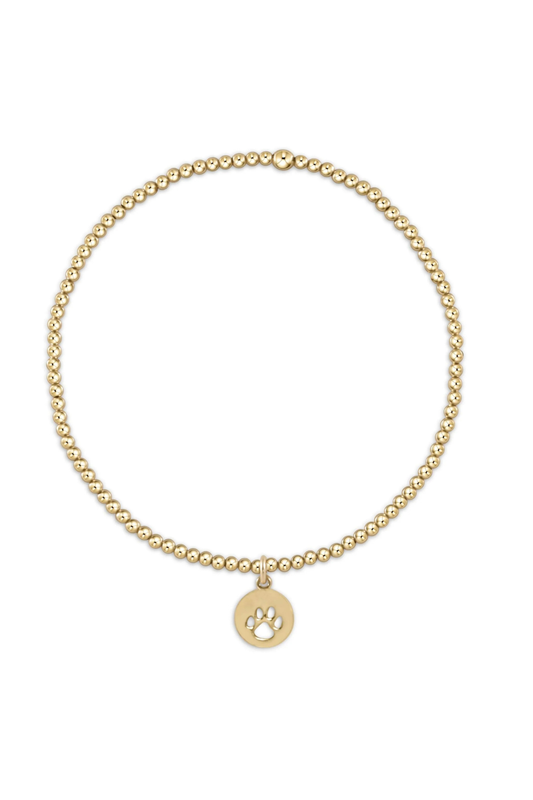 classic gold 2mm bracelet - paw print small gold disc
