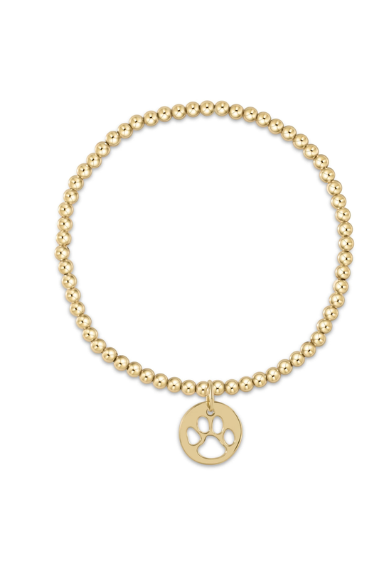 classic gold 3mm bracelet - paw print gold disc