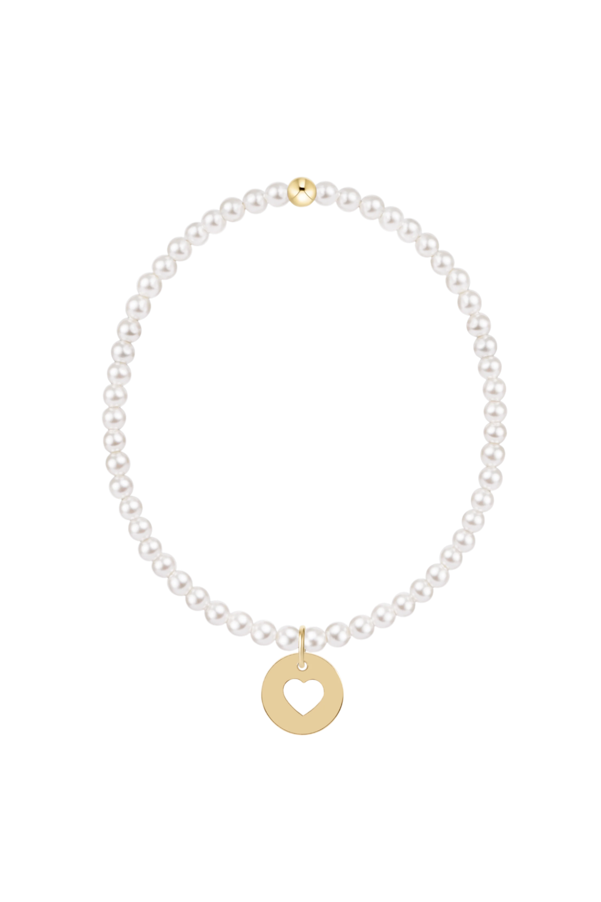 classic pearl 3mm bracelet - love gold disc