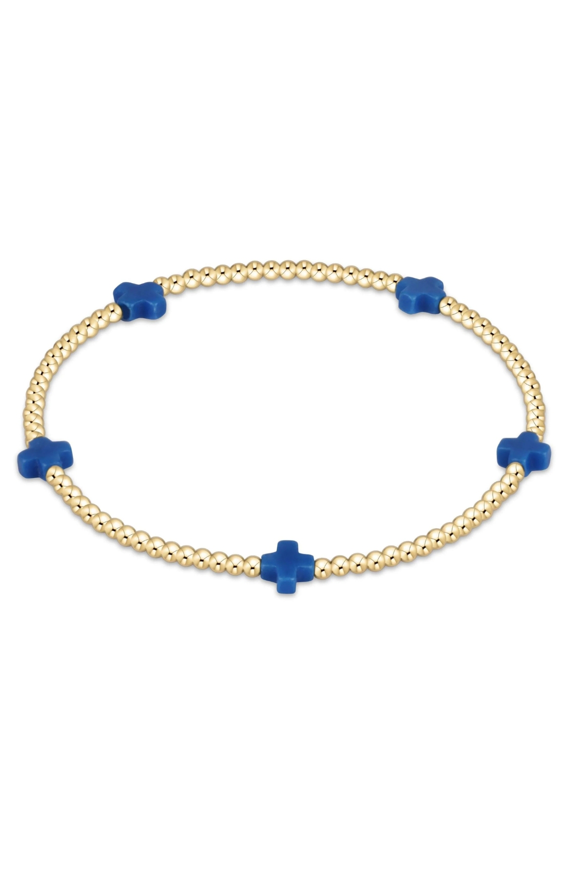 signature cross small 2mm gold bracelet - cobalt