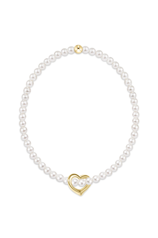 classic pearl 3mm bracelet - love gold charm