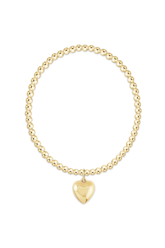 classic gold 3mm bracelet - love plush gold charm