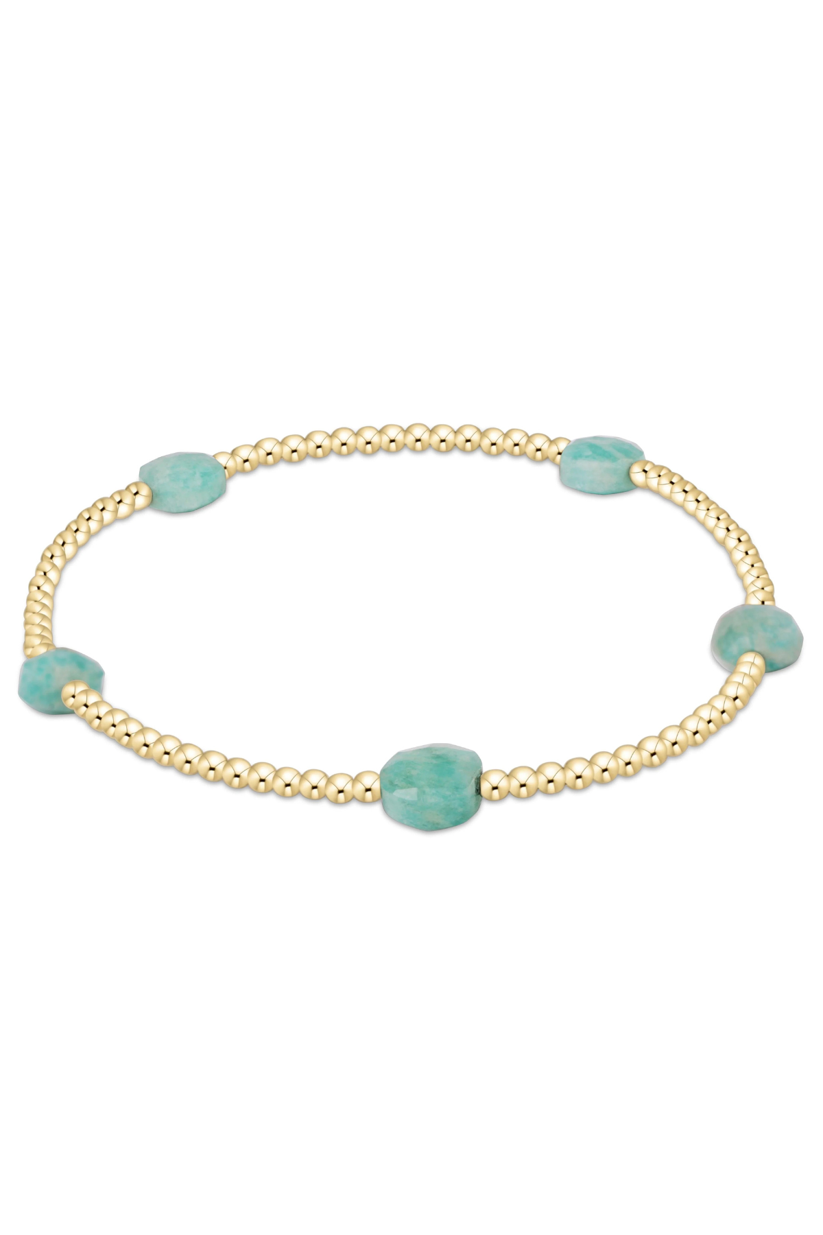 admire small gem 2mm gold bracelet - aquamarine