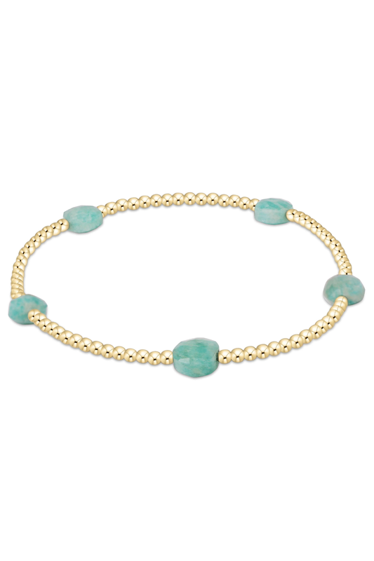 admire small gem 2mm gold bracelet - aquamarine