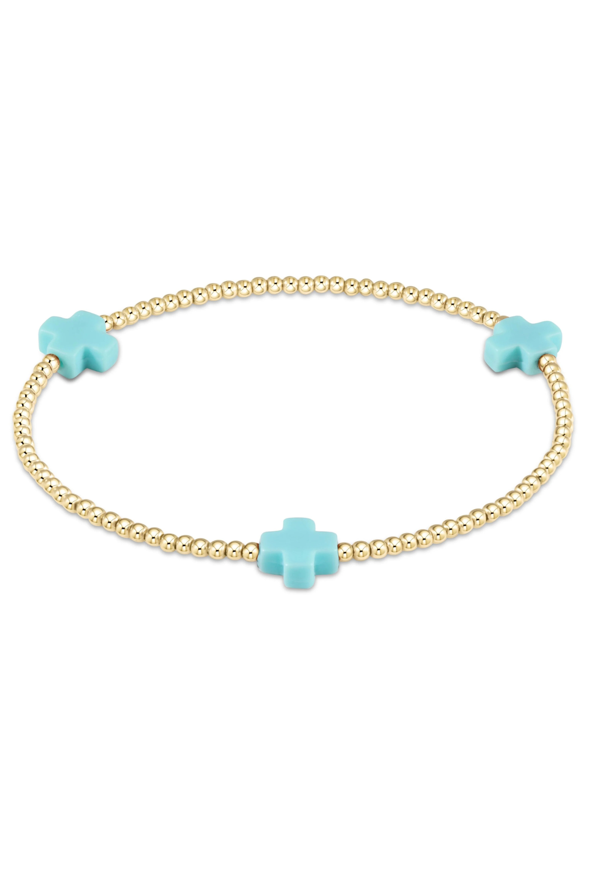 signature cross 2mm gold bracelet - turquoise